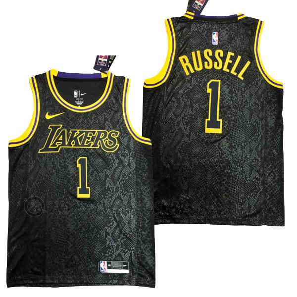 camiseta d'angelo russell los angeles lakers de 1 hombre mamba edition 2020 negro