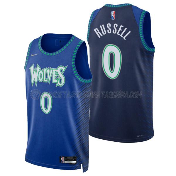 camiseta d'angelo russell minnesota timberwolves de 0 hombre city edition 2022 azul