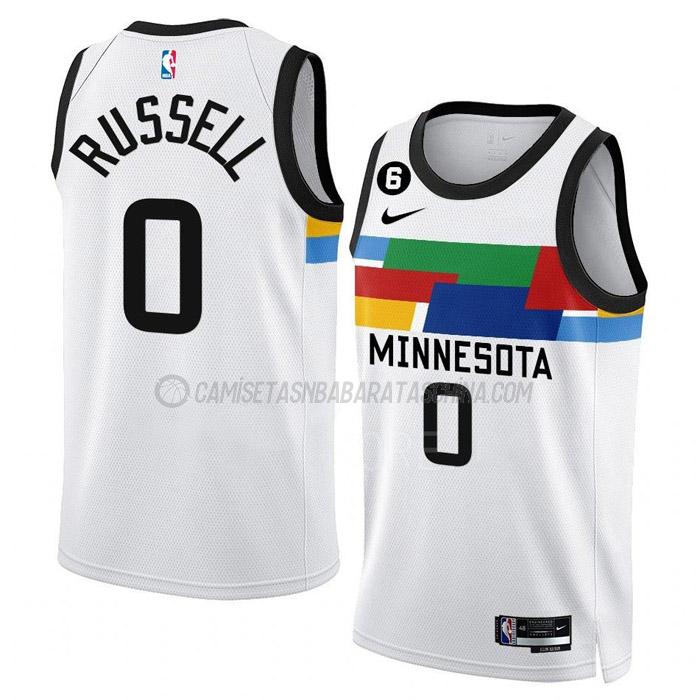 camiseta d'angelo russell minnesota timberwolves de 0 hombre city edition 2023 blanco