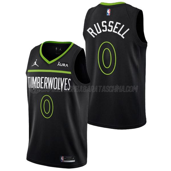 camiseta d'angelo russell minnesota timberwolves de 0 hombre statement edition 2023 negro