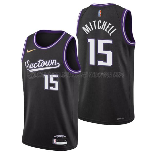 camiseta davion mitchell sacramento kings de 15 hombre city edition 2022 negro