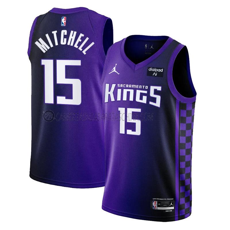 camiseta davion mitchell sacramento kings de 15 hombre statement edition 2023-24 púrpura