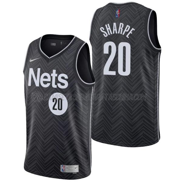 camiseta dayron sharpe brooklyn nets de 20 hombre earned edition 2022 negro