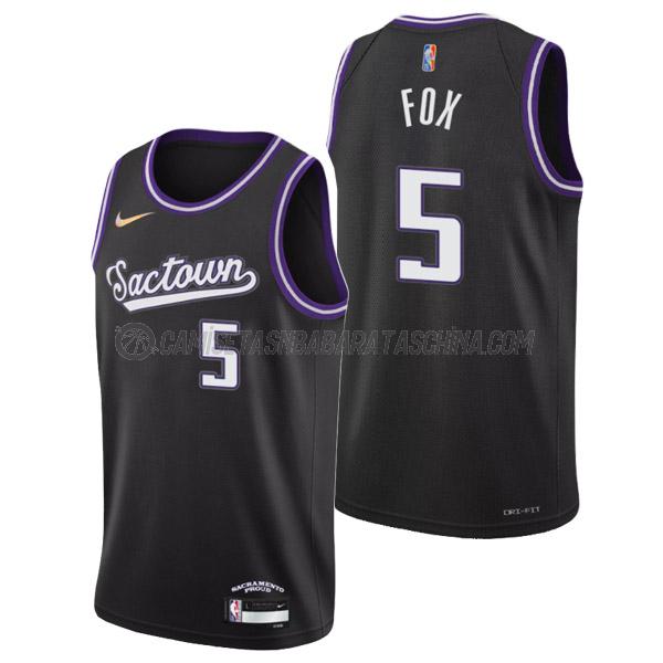 camiseta de'aaron fox sacramento kings de 5 hombre city edition 2022 negro