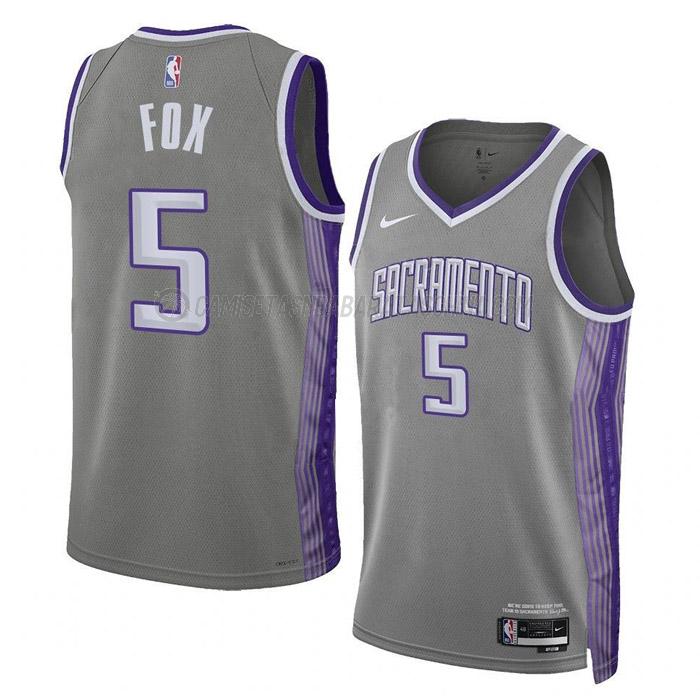 camiseta de'aaron fox sacramento kings de 5 hombre city edition 2023 gris