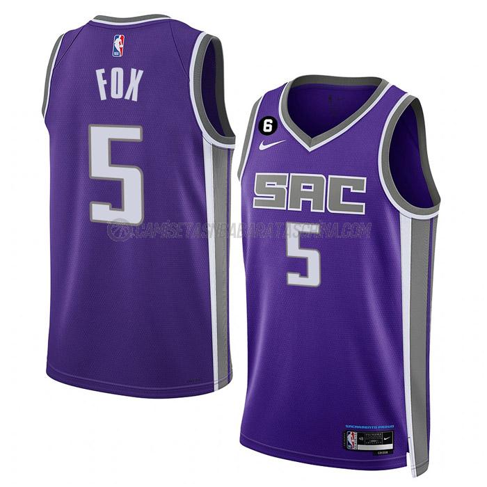 camiseta de'aaron fox sacramento kings de 5 hombre icon edition 2023 púrpura