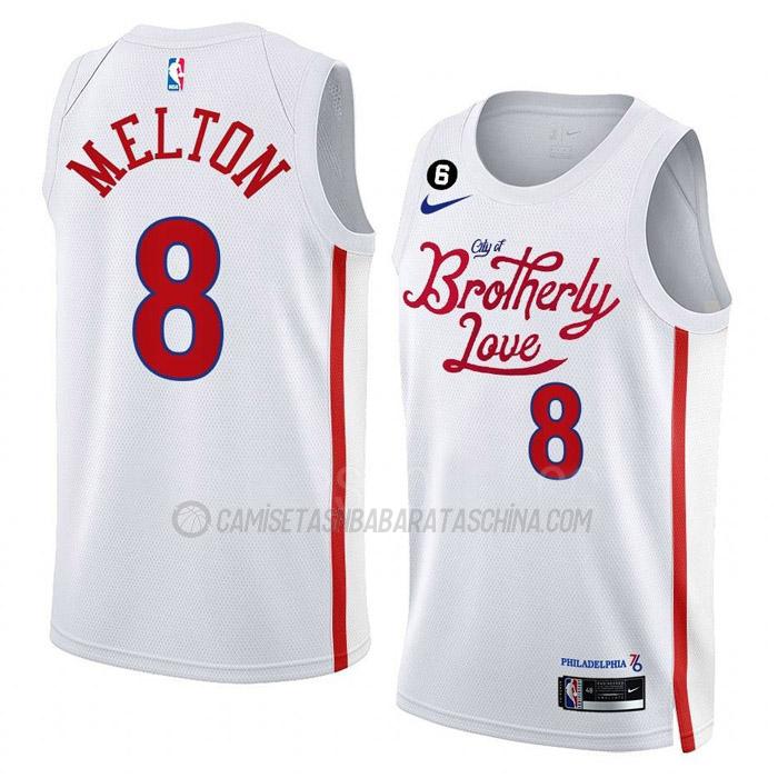 camiseta de'anthony melton philadelphia 76ers de 8 hombre city edition 2023 blanco