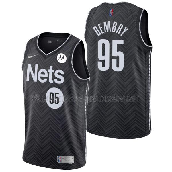 camiseta deandre' bembry brooklyn nets de 95 hombre earned edition 2022 negro