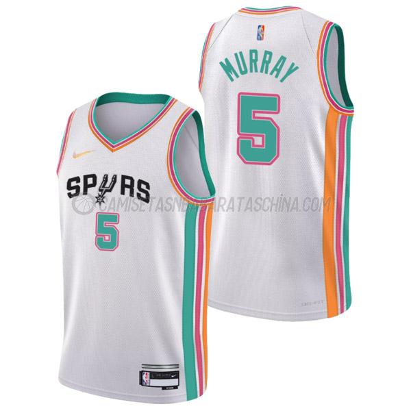 camiseta dejounte murray san antonio spurs de 5 hombre city edition 2022 blanco