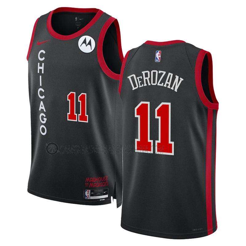 camiseta demar derozan chicago bulls de 11 hombre city edition 2023-24 negro