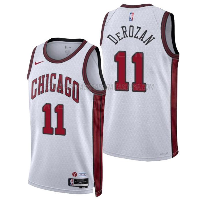 camiseta demar derozan chicago bulls de 11 hombre city edition 2023 blanco