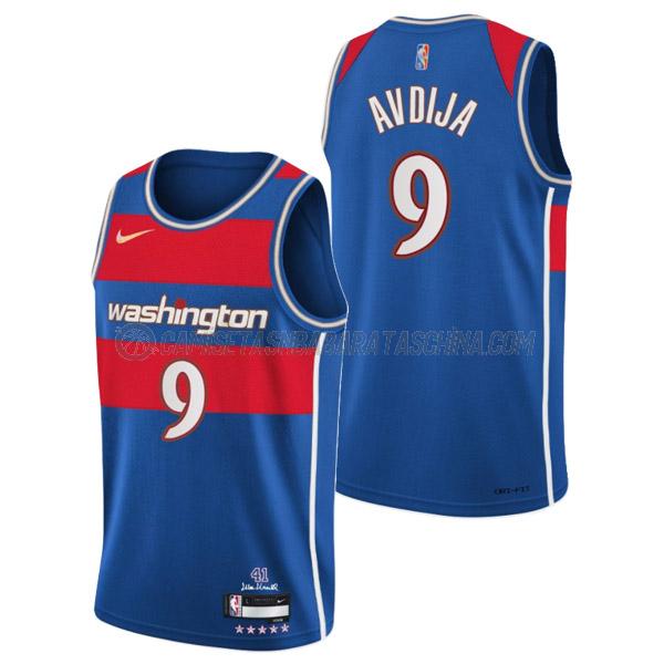 camiseta deni avdija washington wizards de 9 hombre city edition 2022 azul