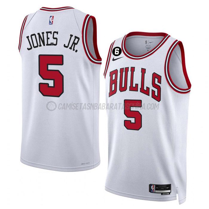 camiseta derrick jones jr chicago bulls de 5 hombre association edition 2023 blanco