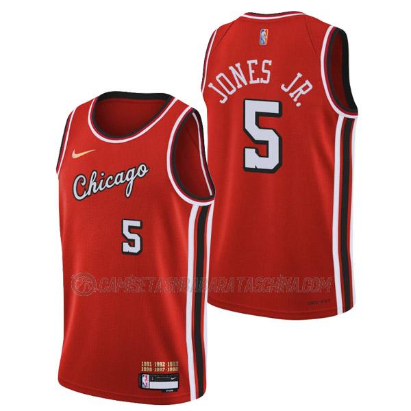 camiseta derrick jones jr chicago bulls de 5 hombre city edition 2022 rojo