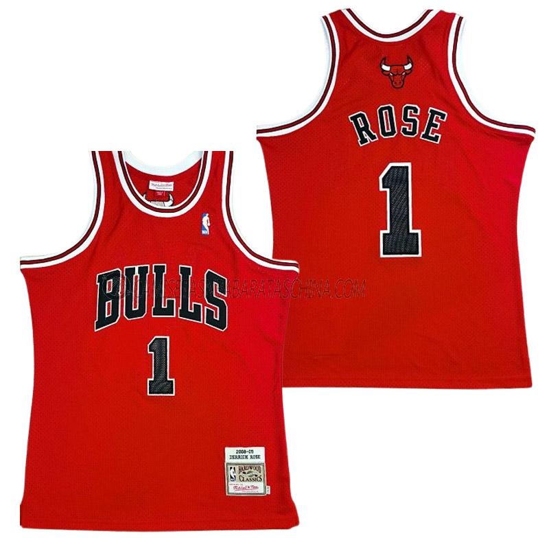 camiseta derrick rose chicago bulls de 1 hombre retro rojo