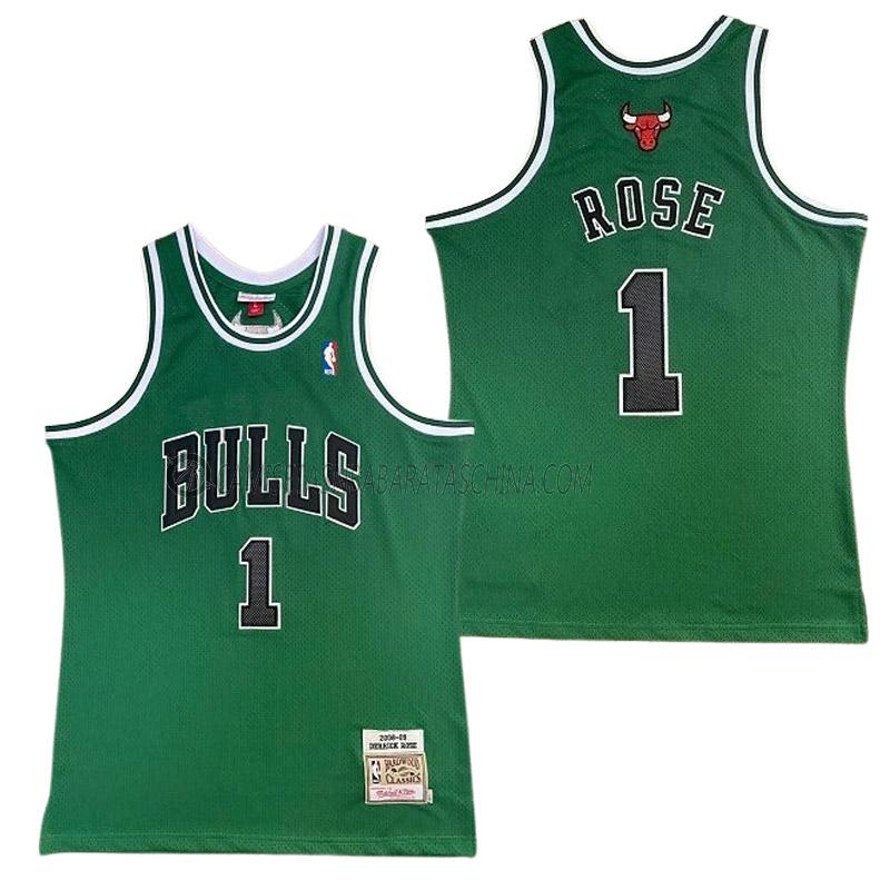 camiseta derrick rose chicago bulls de 1 hombre retro verde