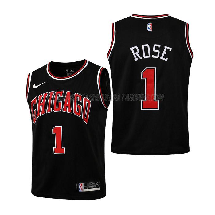 camiseta derrick rose chicago bulls de 1 niños statement edition 2019 negro