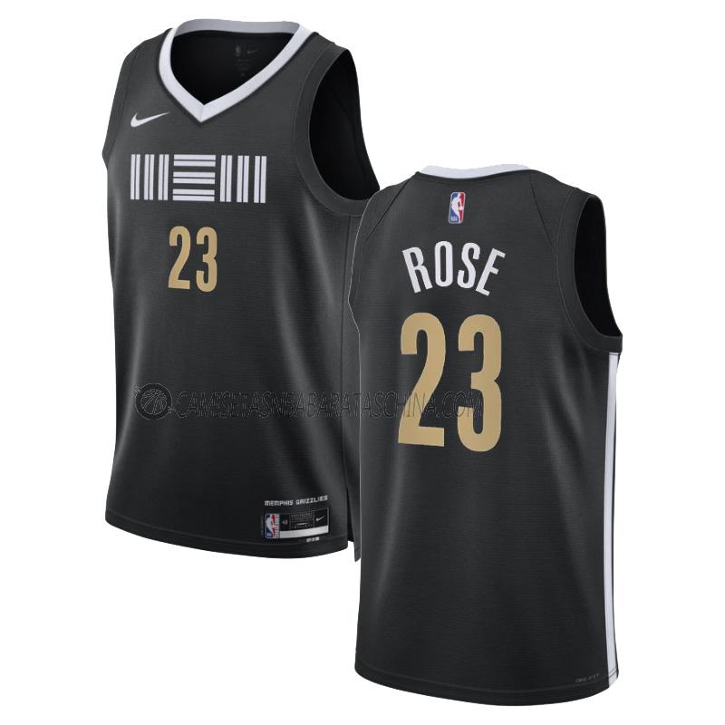 camiseta derrick rose memphis grizzlies de 23 hombre city edition 2023-24 negro