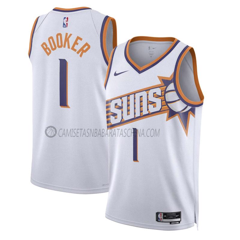 camiseta devin booker phoenix suns de 1 hombre association edition 2023-24 blanco