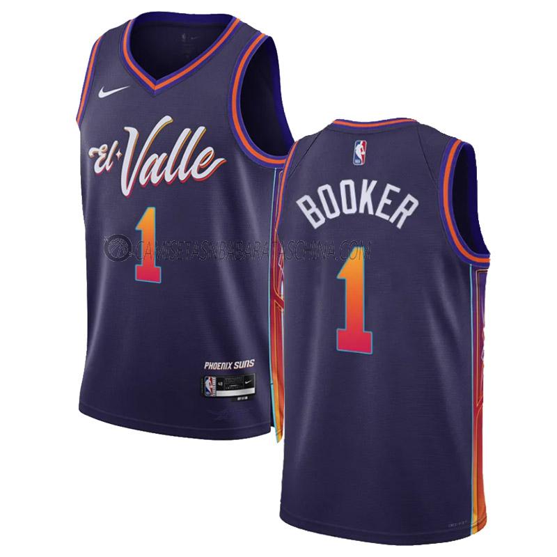 camiseta devin booker phoenix suns de 1 hombre city edition 2023-24 p煤rpura