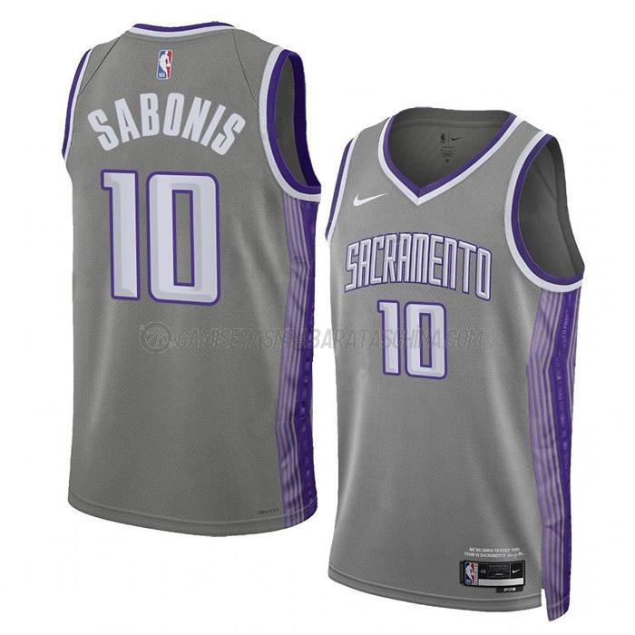 camiseta domantas sabonis sacramento kings de 10 hombre city edition 2023 gris