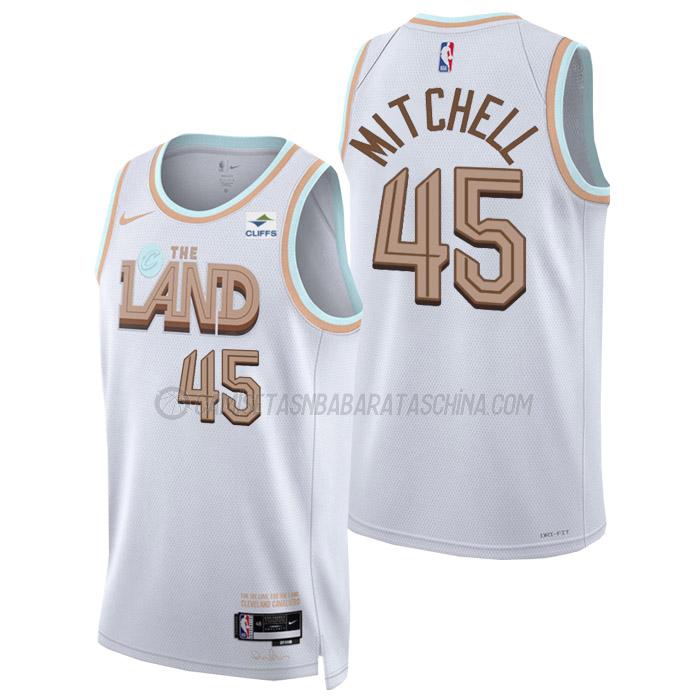 camiseta donovan mitchell cleveland cavaliers de 45 hombre city edition 2023 blanco