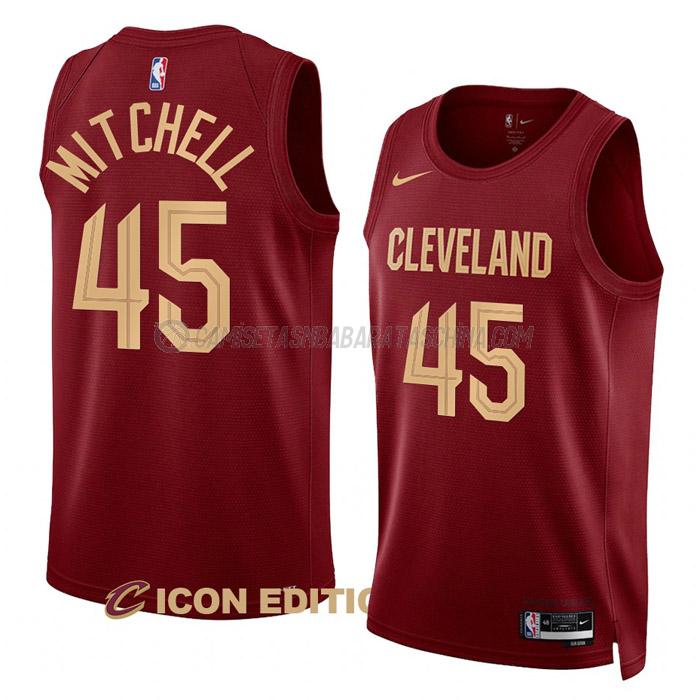 camiseta donovan mitchell cleveland cavaliers de 45 hombre icon edition 2023 rojo