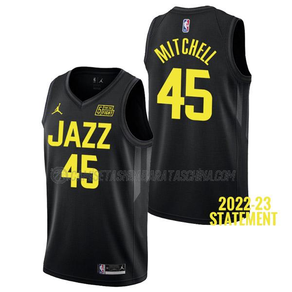 camiseta donovan mitchell utah jazz de 45 hombre statement edition 2023 negro