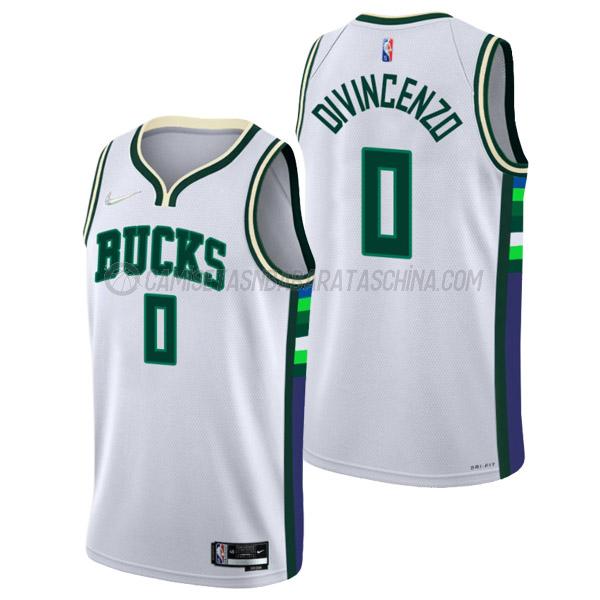 camiseta donte divincenzo milwaukee bucks de 0 hombre city edition 2022 blanco