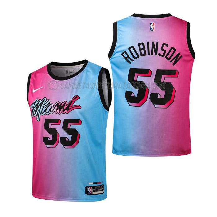 camiseta duncan robinson miami heat de 55 niños city edition 2021 rosa