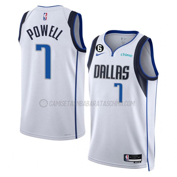 camiseta dwight powell dallas mavericks de 7 hombre association edition 2023 blanco