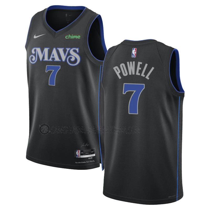 camiseta dwight powell dallas mavericks de 7 hombre city edition 2023-24 negro