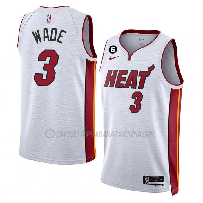 camiseta dwyane wade miami heat de 3 hombre association edition 2023 blanco