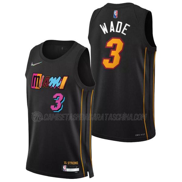 camiseta dwyane wade miami heat de 3 hombre city edition 2022 negro