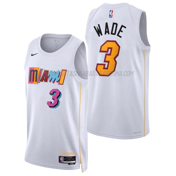 camiseta dwyane wade miami heat de 3 hombre city edition 2023 blanco