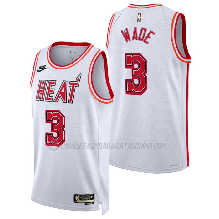 camiseta dwyane wade miami heat de 3 hombre classic edition 2023 blanco