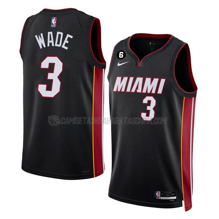 camiseta dwyane wade miami heat de 3 hombre icon edition 2023 negro