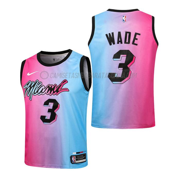 camiseta dwyane wade miami heat de 3 niños city edition 2021 rosa