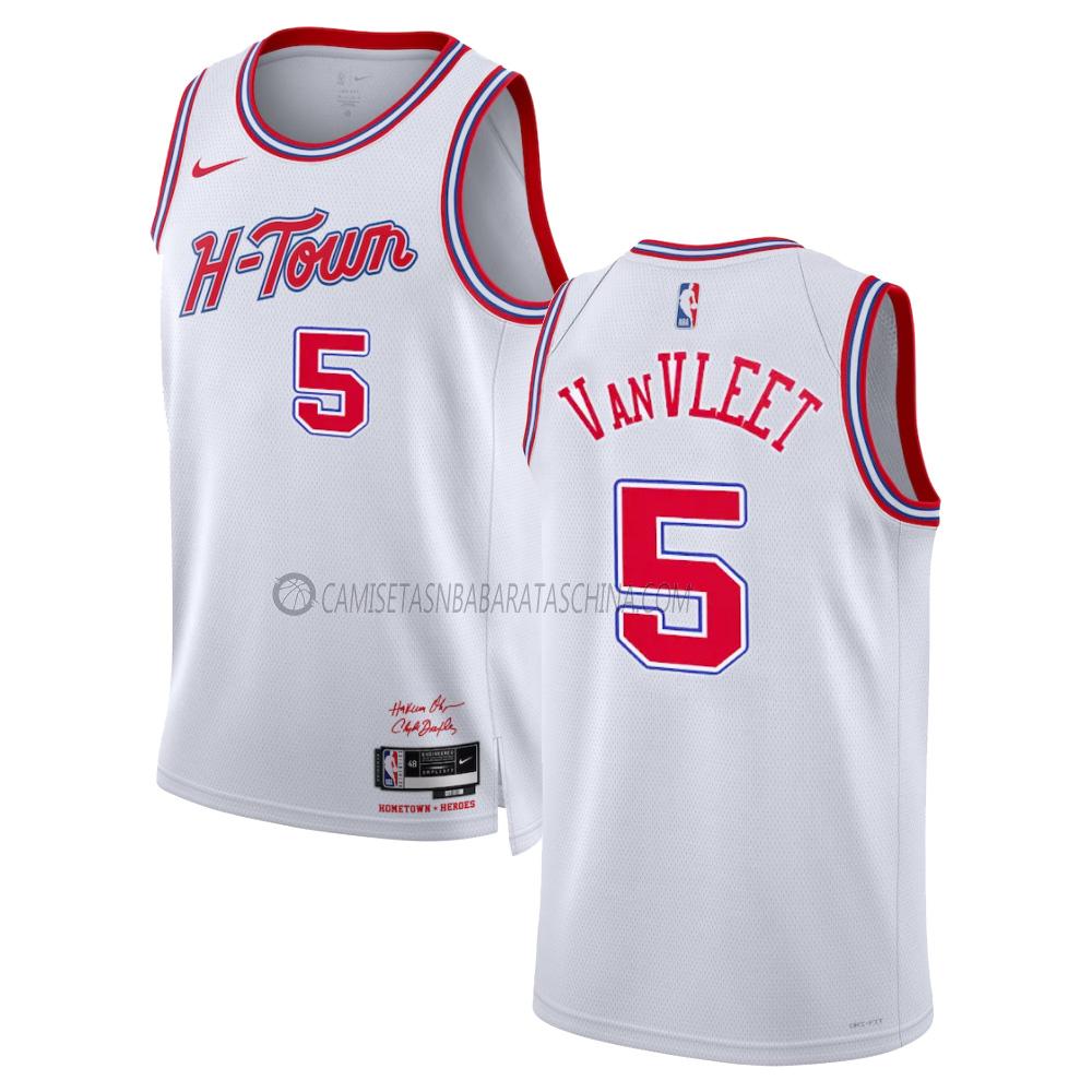 camiseta fred vanvleet houston rockets de 5 hombre city edition 2023-24 bianco