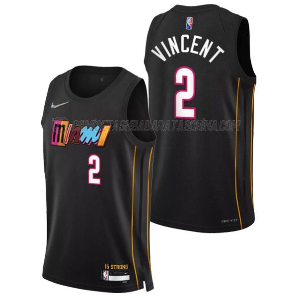 camiseta gabe vincent miami heat de 2 hombre city edition 2022 negro