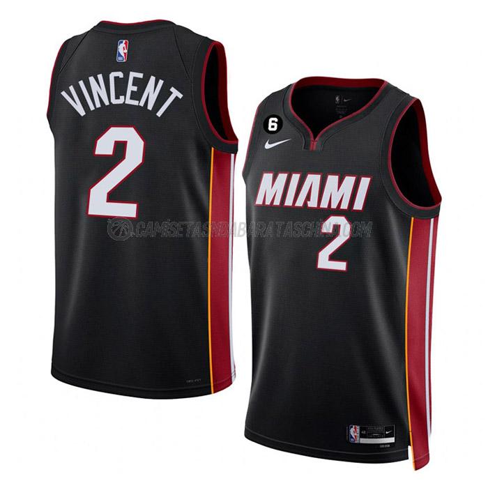 camiseta gabe vincent miami heat de 2 hombre icon edition 2023 negro