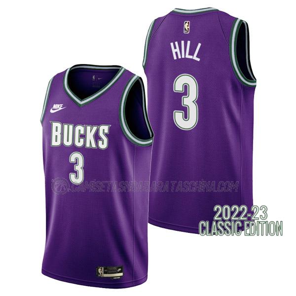 camiseta george hill milwaukee bucks de 3 hombre classic edition 2023 púrpura