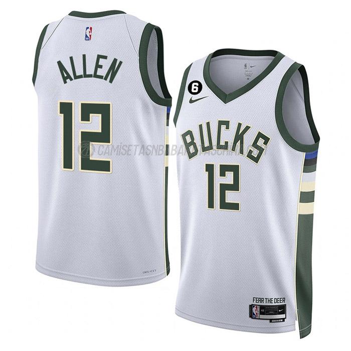 camiseta grayson allen milwaukee bucks de 12 hombre association edition 2023 blanco