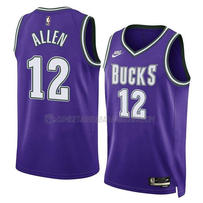 camiseta grayson allen milwaukee bucks de 12 hombre classic edition 2023 púrpura