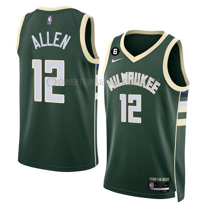 camiseta grayson allen milwaukee bucks de 12 hombre icon edition 2023 verde