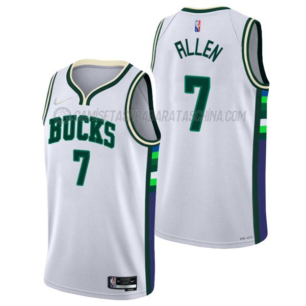 camiseta grayson allen milwaukee bucks de 7 hombre city edition 2022 blanco