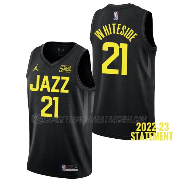 camiseta hassan whiteside utah jazz de 21 hombre statement edition 2023 negro