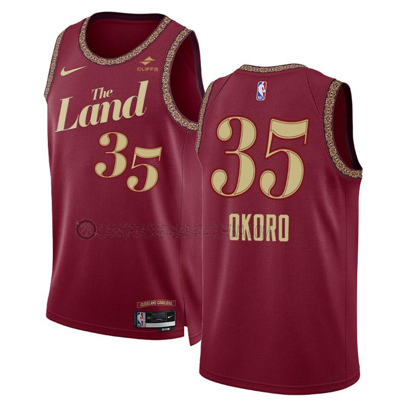 camiseta isaac okoro cleveland cavaliers de 35 hombre city edition 2023-24 negro