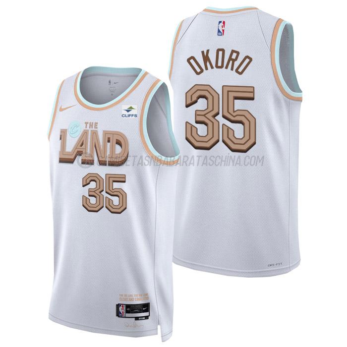 camiseta isaac okoro cleveland cavaliers de 35 hombre city edition 2023 blanco