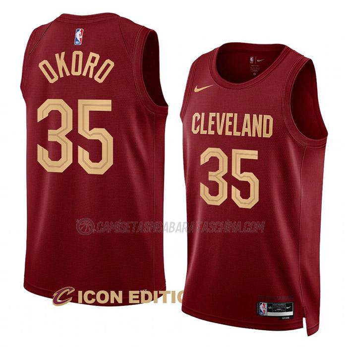 camiseta isaac okoro cleveland cavaliers de 35 hombre icon edition 2023 rojo